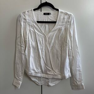 BDG White Wrap Draped Blouse XS